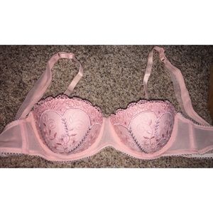 Pink Sheer-Strap Bra